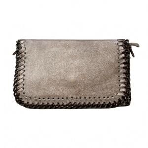 NEW GERMAN FUENTES women's leather crossbody clutch bag in pewter